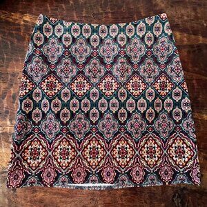 Loft Women's Size 10 Multicolor Corduroy Mini Skirt With Geometric Pattern